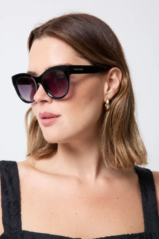 Women Scamp & Dude Amelie Black Cats Eye Sunglasses