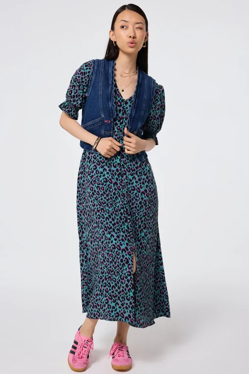 Women Scamp & Dude Authentic Indigo Denim Scallop Waistcoat