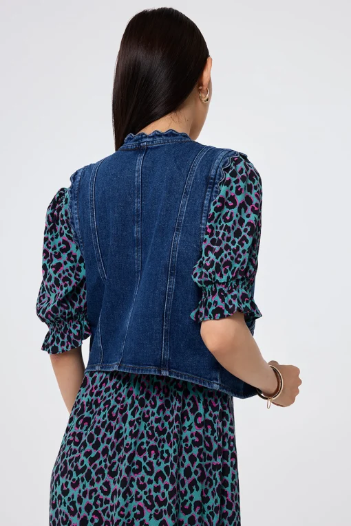 Women Scamp & Dude Authentic Indigo Denim Scallop Waistcoat