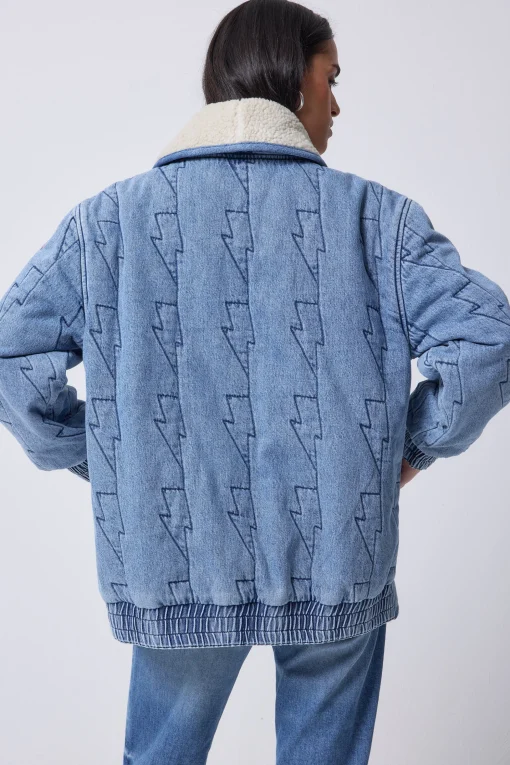 Women Scamp & Dude Authentic Indigo Denim with Borg Quilted Bomber Jacket