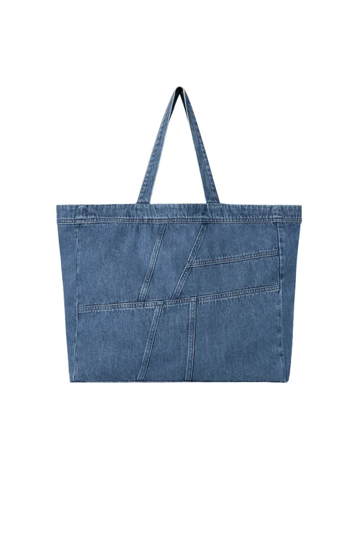 Women Scamp & Dude Authentic Indigo Patchwork Bolt Denim Tote Bag