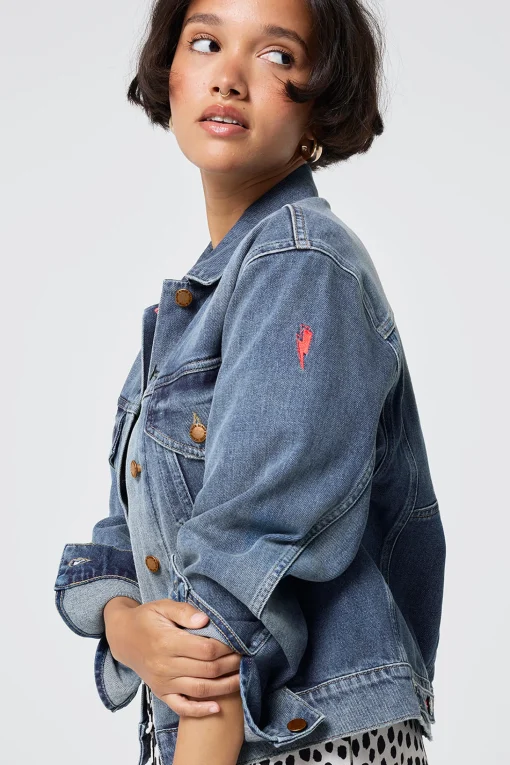 Women Scamp & Dude Authentic Indigo Trucker Denim Jacket