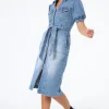 Women Scamp & Dude Authentic Indigo Western Denim Midi Dress