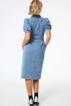 Women Scamp & Dude Authentic Indigo Western Denim Midi Dress