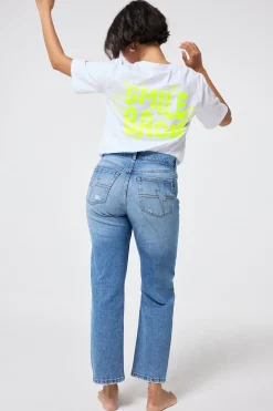 Women Scamp & Dude Authentic Light Indigo Distressed Boyfriend Jeans