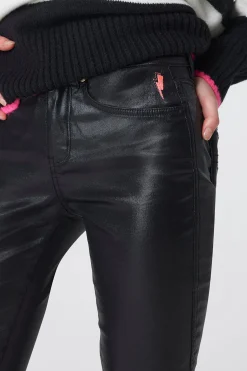 Women Scamp & Dude Black Coated Slim Jeans