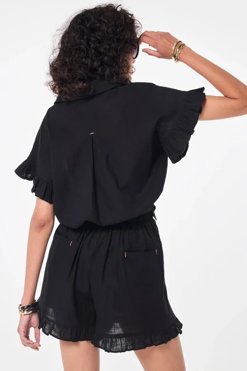 Women Scamp & Dude Black Frill Hem Shorts