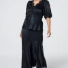 Women Scamp & Dude Black Lace Trim Satin Slip Skirt