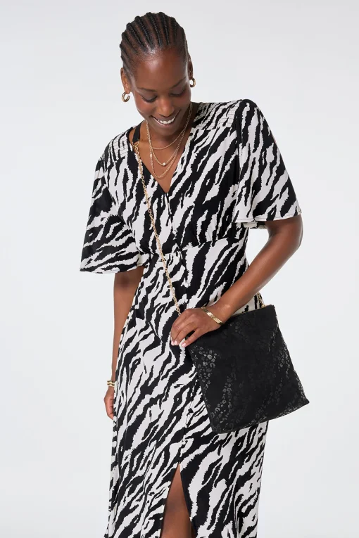 Women Scamp & Dude Black Leopard Faux Suede Cross Body Bag