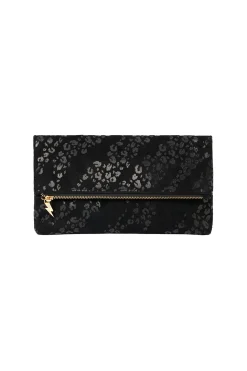 Women Scamp & Dude Black Leopard Faux Suede Cross Body Bag
