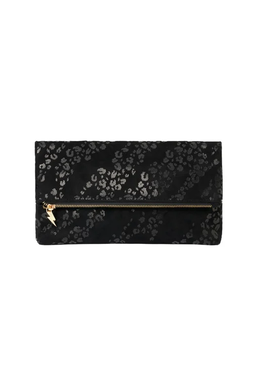 Women Scamp & Dude Black Leopard Faux Suede Cross Body Bag