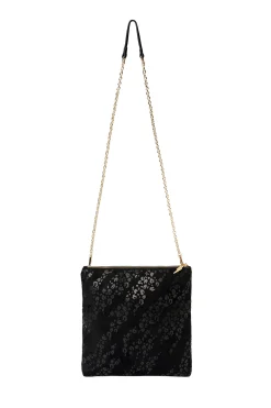Women Scamp & Dude Black Leopard Faux Suede Cross Body Bag