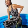 Women Scamp & Dude Black Palm Spring Charity Super Scarf