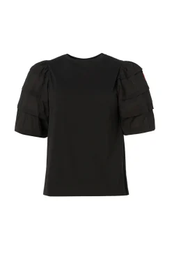 Women Scamp & Dude Black Pintuck Sleeve T-Shirt