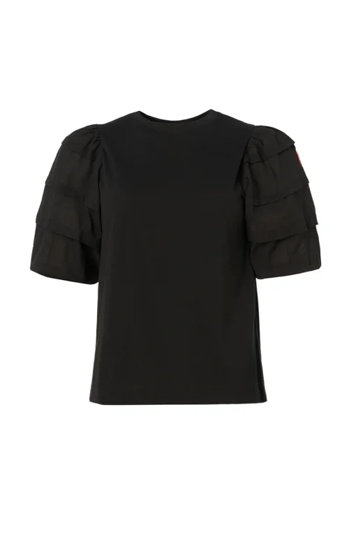 Women Scamp & Dude Black Pintuck Sleeve T-Shirt