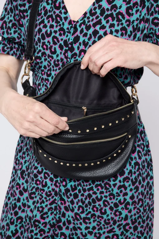 Women Scamp & Dude Black Studded Bum Bag