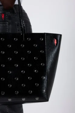 Women Scamp & Dude Black Studded Tote Bag