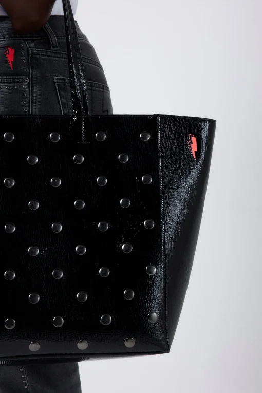 Women Scamp & Dude Black Studded Tote Bag