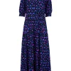 Women Scamp & Dude Black with Electric Blue and Pink Snow Leopard Maxi Dress