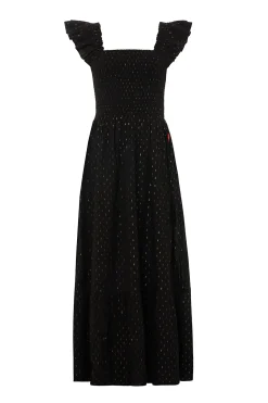 Women Scamp & Dude Black with Gold and Silver Lurex Spot Maxi Sundress