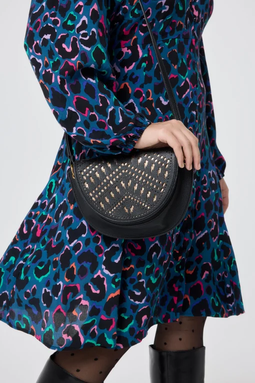 Women Scamp & Dude Black with Gold Laser Cut Saddle Bag