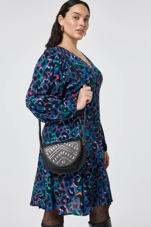 Women Scamp & Dude Black with Gold Laser Cut Saddle Bag