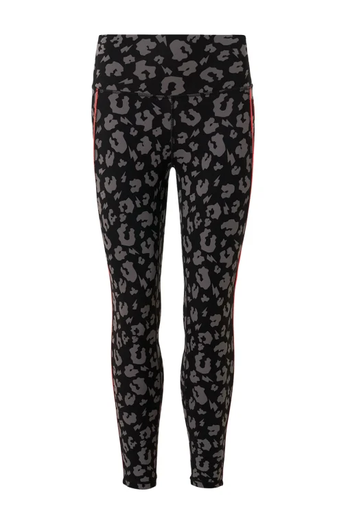 Women Scamp & Dude Black with Grey Leopard 7/8 Length Active Leggings