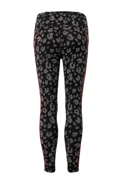 Women Scamp & Dude Black with Grey Leopard 7/8 Length Active Leggings