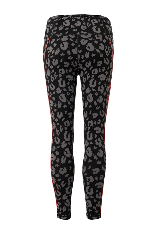 Women Scamp & Dude Black with Grey Leopard 7/8 Length Active Leggings