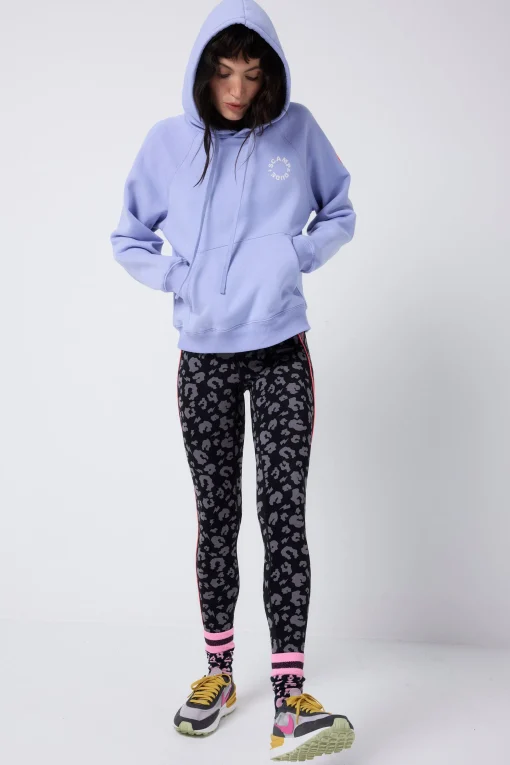 Women Scamp & Dude Black with Grey Leopard Full Length Active Leggings