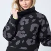 Women Scamp & Dude Black with Grey Mega Leopard Turtleneck Knitted Jumper