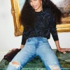 Women Scamp & Dude Black with Metallic Rainbow Star and Lightning Bolt Lurex Knit Jumper