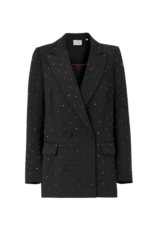 Women Scamp & Dude Black with Pewter Embellished Stud Detail Tailored Blazer