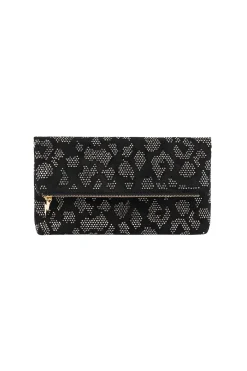 Women Scamp & Dude Black with Pewter Hot Fix Leopard Cross Body Bag