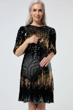 Women Scamp & Dude Black with Pewter Lightning Bolt Laser Cut Clutch Bag