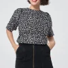 Women Scamp & Dude Black with White Cheetah Puff Sleeve T-Shirt