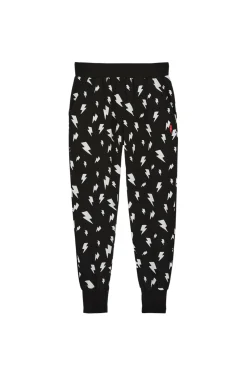 Women Scamp & Dude Black with White Lightning Bolt Cosy Joggers