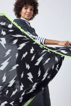 Women Scamp & Dude Black with White Lightning Bolt Charity Super Scarf
