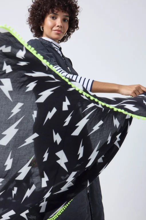 Women Scamp & Dude Black with White Lightning Bolt Charity Super Scarf