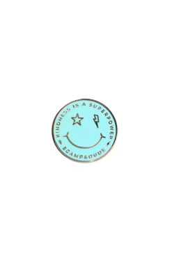 Women Scamp & Dude Blue Smiley Pin Badge