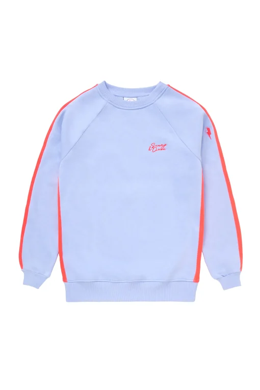 Women Scamp & Dude Blue with Neon Coral Colourblock Relaxed Sweatshirt