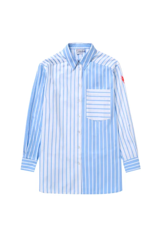 Women Scamp & Dude Blue with White Stripe Oversized Shirt