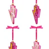 Women Scamp & Dude Bright Pink Lightning Bolt Bauble Set of 4