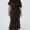 Women Scamp & Dude Bronze Sequin Tie Back Puff Sleeve Velvet Midi Dress