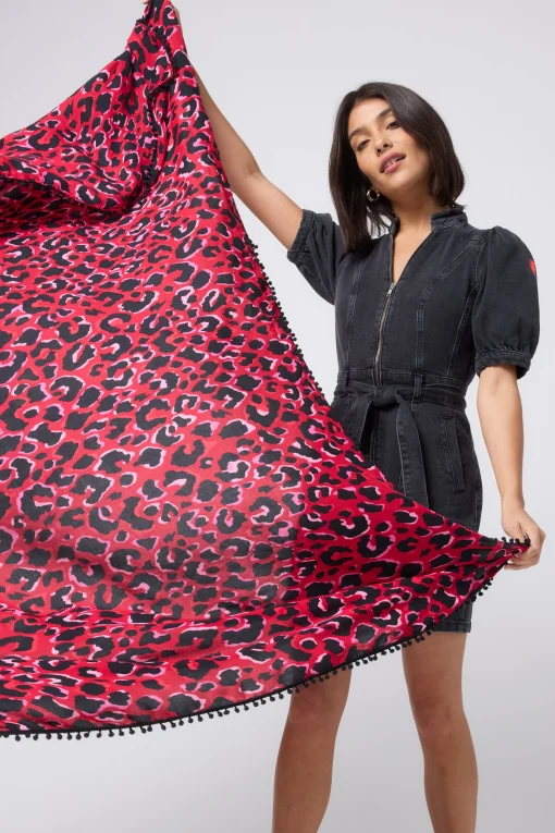 Women Scamp & Dude COMING SOON: Red with Pink and Black Pop Leopard Charity Super Scarf
