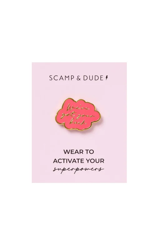 Women Scamp & Dude Coral We've Got Your Back Pin Badge