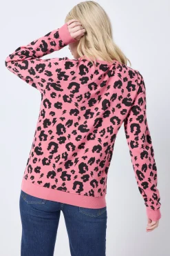 Women Scamp & Dude Coral with Black Leopard Classic Sweatshirt