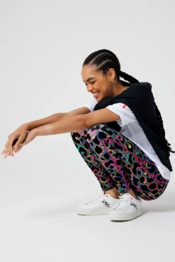 Women Scamp & Dude Dark Khaki with Rainbow Shadow Leopard Full Length Active Leggings