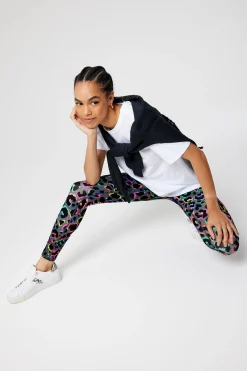 Women Scamp & Dude Dark Khaki with Rainbow Shadow Leopard Full Length Active Leggings