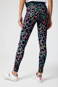 Women Scamp & Dude Dark Khaki with Rainbow Shadow Leopard Full Length Active Leggings